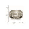 Lex & Lu Chisel Titanium Grooved Ridged Edge 10mm Brushed and Polished Band Ring- 6 - Lex & Lu