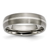 Lex & Lu Chisel Titanium Sterling Silver Inlay 6mm Brushed Band Ring LAL42348 - Lex & Lu