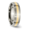Lex & Lu Chisel Titanium Grooved 14k Yellow Inlay 6mm Brushed Band Ring- 4 - Lex & Lu