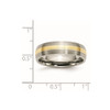 Lex & Lu Chisel Titanium Grooved 14k Yellow Inlay 6mm Brushed Band Ring- 6 - Lex & Lu