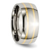 Lex & Lu Chisel Titanium 14k Yellow Inlay 10mm Polished Band Ring- 4 - Lex & Lu