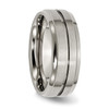 Lex & Lu Chisel Titanium Grooved Ridged Edge 8mm Brushed and Polished Band Rin- 4 - Lex & Lu