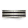 Lex & Lu Chisel Titanium Black Enamel Flat Grooved 7mm Brushed Band Ring- 3 - Lex & Lu