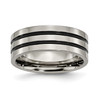 Lex & Lu Chisel Titanium Enameled Grooved Flat 8mm Polished Band Ring - Lex & Lu