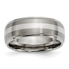 Lex & Lu Chisel Titanium Ridged Edge Sterling Silver Inlay 8mm Band Ring - Lex & Lu