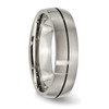 Lex & Lu Chisel Titanium Grooved 6mm Satin Band Ring- 4 - Lex & Lu