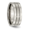 Lex & Lu Chisel Titanium Grooved 8mm Brushed and Polished Band Ring LAL42395- 4 - Lex & Lu