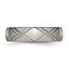 Lex & Lu Chisel Titanium Criss-cross Design 6mm Brushed and Polished Band Ring- 3 - Lex & Lu