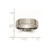 Lex & Lu Chisel Titanium Ridged Edge 7mm Brushed and Polished Band Ring- 6 - Lex & Lu