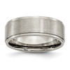 Lex & Lu Chisel Titanium Ridged Edge 8mm Brushed and Polished Band Ring LAL42405 - Lex & Lu