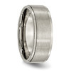 Lex & Lu Chisel Titanium Ridged Edge 8mm Brushed and Polished Band Ring LAL42405- 4 - Lex & Lu