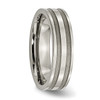 Lex & Lu Chisel Titanium Grooved 6mm Brushed and Polished Band Ring LAL42411- 4 - Lex & Lu