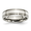 Lex & Lu Chisel Titanium Sterling Silver Inlay 6mm Brushed Band Ring LAL42420 - Lex & Lu