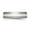 Lex & Lu Chisel Titanium Sterling Silver Inlay 6mm Brushed Band Ring LAL42420- 3 - Lex & Lu