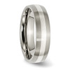 Lex & Lu Chisel Titanium Sterling Silver Inlay 6mm Brushed Band Ring LAL42420- 4 - Lex & Lu