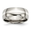 Lex & Lu Chisel Titanium Sterling Silver Inlay 8mm Polished Band Ring - Lex & Lu