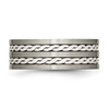 Lex & Lu Chisel Titanium Sterling Silver Braided Inlay 8mm & Antiqued Band Ring- 3 - Lex & Lu