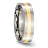 Lex & Lu Chisel Titanium 14k Yellow Inlay Flat 6mm Polished Band Ring- 4 - Lex & Lu