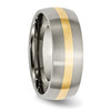 Lex & Lu Chisel Titanium 14k Yellow Inlay 8mm Brushed Band Ring- 4 - Lex & Lu