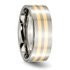 Lex & Lu Chisel Titanium 14k Yellow Inlay Flat 8mm Polished Band Ring LAL42437- 4 - Lex & Lu