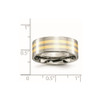 Lex & Lu Chisel Titanium 14k Yellow Inlay Flat 8mm Polished Band Ring LAL42437- 6 - Lex & Lu
