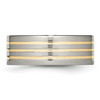 Lex & Lu Chisel Titanium 14k Yellow Inlay Flat 8mm Polished Band Ring LAL42438- 3 - Lex & Lu