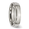 Lex & Lu Chisel Titanium Ridged Edge 6mm Polished Band Ring- 4 - Lex & Lu