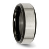 Lex & Lu Chisel Titanium Beveled Edge Blk Plated 8mm Brushed Center Band Ring- 4 - Lex & Lu