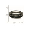 Lex & Lu Chisel Titanium Black Plated Grooved 7mm Band Ring- 6 - Lex & Lu