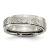 Lex & Lu Chisel Titanium 6mm Ridged Edge Hammered and Polished Band Ring - Lex & Lu