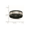 Lex & Lu Chisel Titanium Beveled Edge 8mm Black Plated Satin Band Ring- 6 - Lex & Lu