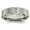 Lex & Lu Chisel Titanium Satin & Polished w/Diamonds 7mm Band Ring - Lex & Lu