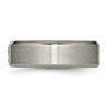 Lex & Lu Chisel Titanium Satin & Polished w/Diamonds 7mm Band Ring- 3 - Lex & Lu