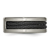 Lex & Lu Chisel Titanium Black Plated Cable & Diamonds Brushed Band Ring- 3 - Lex & Lu