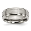 Lex & Lu Chisel Titanium Grooved 8mm Brushed and Polished Band Ring LAL42536 - Lex & Lu