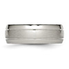 Lex & Lu Chisel Titanium Grooved 8mm Brushed and Polished Band Ring LAL42536- 3 - Lex & Lu