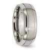 Lex & Lu Chisel Titanium Grooved 8mm Brushed and Polished Band Ring LAL42536- 4 - Lex & Lu