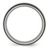 Lex & Lu Chisel Titanium Grooved 6mm Black Plated Polished Band Ring- 2 - Lex & Lu