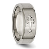 Lex & Lu Chisel Titanium Cross Design 8mm Satin Beveled Edge Band Ring- 5 - Lex & Lu