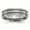 Lex & Lu Chisel Titanium Enameled Flat 6mm Satin & Polished Band Ring - Lex & Lu