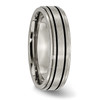 Lex & Lu Chisel Titanium Enameled Flat 6mm Satin & Polished Band Ring- 4 - Lex & Lu