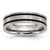 Lex & Lu Chisel Titanium Brushed Enameled Flat 6mm Band Ring - Lex & Lu