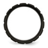 Lex & Lu Chisel Titanium Notched Black Plated 8mm Brushed Band Ring- 2 - Lex & Lu