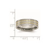 Lex & Lu Chisel Titanium Grooved Yellow Plated 6mm Brushed Band Ring- 6 - Lex & Lu