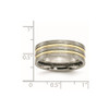 Lex & Lu Chisel Titanium Grooved Yellow Plated 8mm Brushed Band Ring- 6 - Lex & Lu
