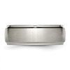 Lex & Lu Chisel Titanium Ridged Edge 8mm Brushed and Polished Band Ring LAL42634- 3 - Lex & Lu