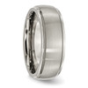 Lex & Lu Chisel Titanium Ridged Edge 8mm Brushed and Polished Band Ring LAL42634- 4 - Lex & Lu