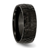 Lex & Lu Chisel Titanium Black Plated Hammered 8mm Band Ring- 4 - Lex & Lu