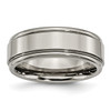 Lex & Lu Chisel Titanium Grooved Edge 8mm Polished Band Ring - Lex & Lu