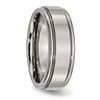 Lex & Lu Chisel Titanium Grooved Edge 8mm Polished Band Ring- 4 - Lex & Lu